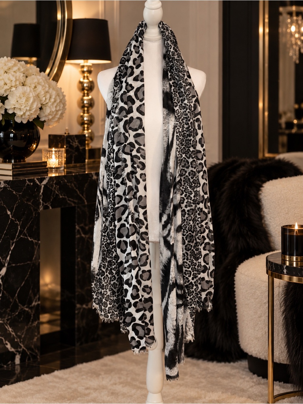 Oversized Multi Animal Print Scarf Wrap – Y2K Leopard Glam